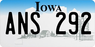 IA license plate ANS292