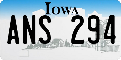 IA license plate ANS294