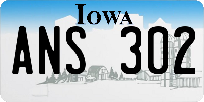 IA license plate ANS302