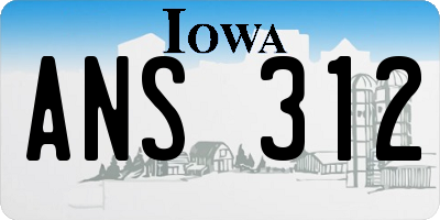 IA license plate ANS312