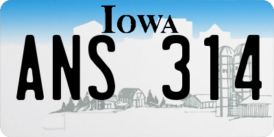 IA license plate ANS314