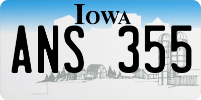 IA license plate ANS355