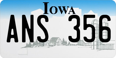 IA license plate ANS356