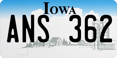 IA license plate ANS362