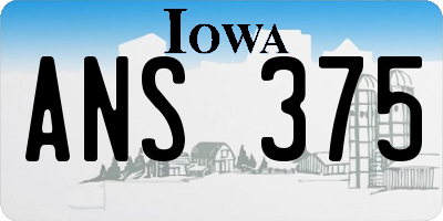 IA license plate ANS375