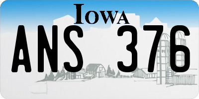 IA license plate ANS376