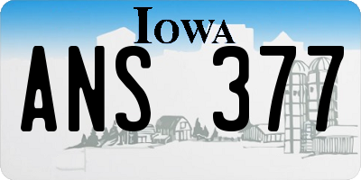 IA license plate ANS377