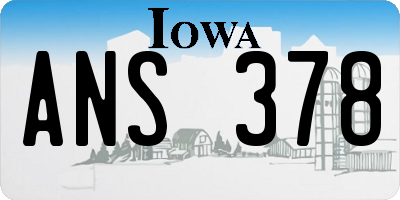 IA license plate ANS378