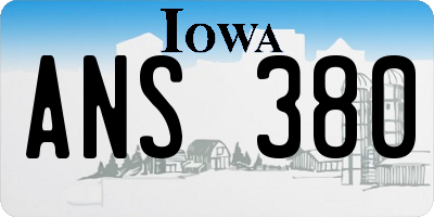 IA license plate ANS380