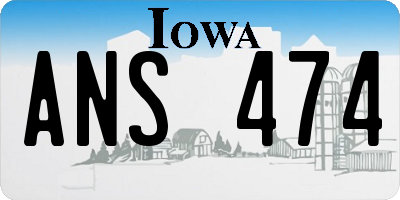 IA license plate ANS474