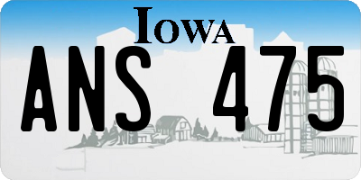 IA license plate ANS475