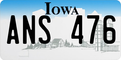 IA license plate ANS476