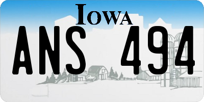 IA license plate ANS494