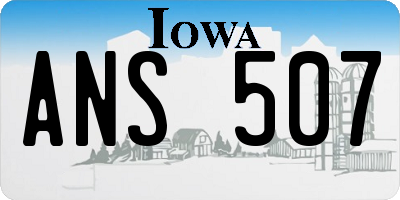IA license plate ANS507