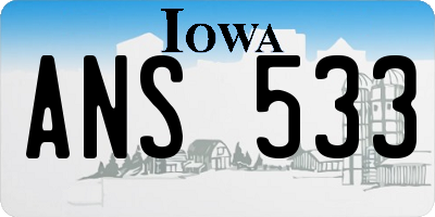 IA license plate ANS533