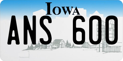 IA license plate ANS600