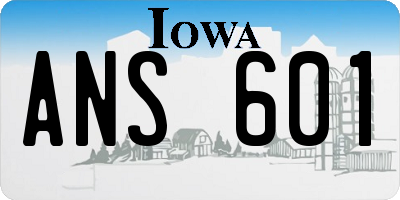 IA license plate ANS601