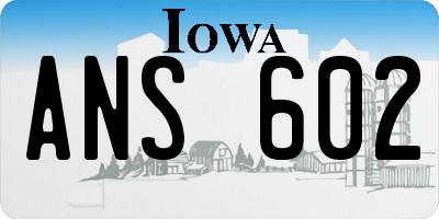 IA license plate ANS602