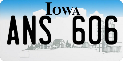 IA license plate ANS606