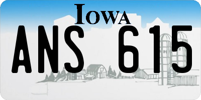 IA license plate ANS615