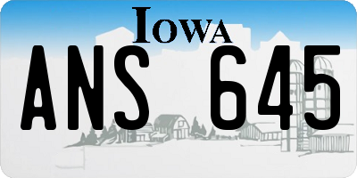 IA license plate ANS645
