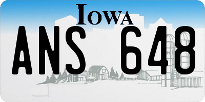IA license plate ANS648