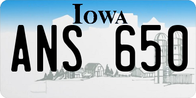 IA license plate ANS650