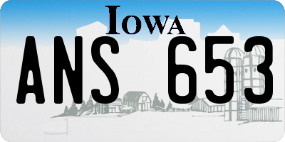 IA license plate ANS653