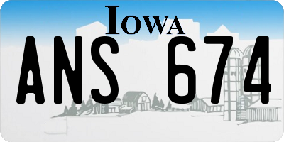 IA license plate ANS674