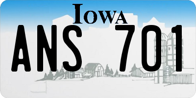 IA license plate ANS701
