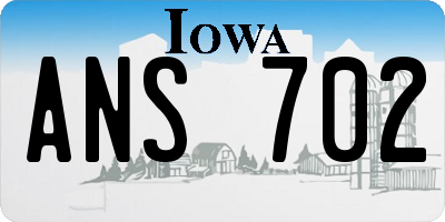 IA license plate ANS702