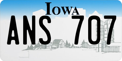 IA license plate ANS707