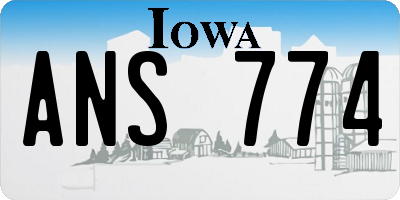 IA license plate ANS774