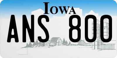 IA license plate ANS800