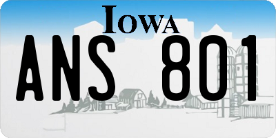 IA license plate ANS801