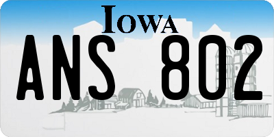 IA license plate ANS802