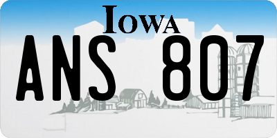 IA license plate ANS807