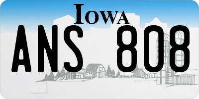 IA license plate ANS808