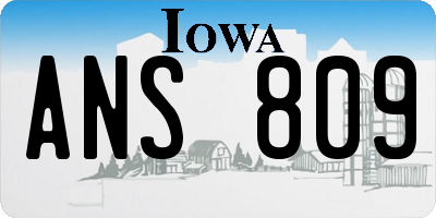 IA license plate ANS809