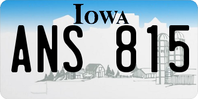 IA license plate ANS815