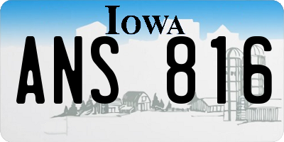 IA license plate ANS816