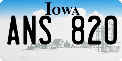 IA license plate ANS820