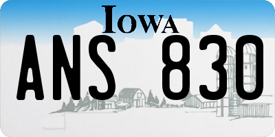 IA license plate ANS830