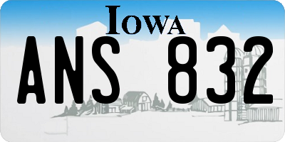 IA license plate ANS832