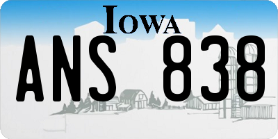 IA license plate ANS838
