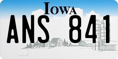 IA license plate ANS841
