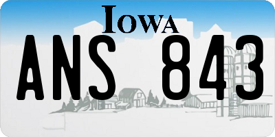 IA license plate ANS843
