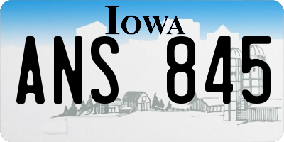 IA license plate ANS845