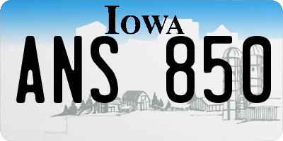 IA license plate ANS850