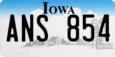 IA license plate ANS854